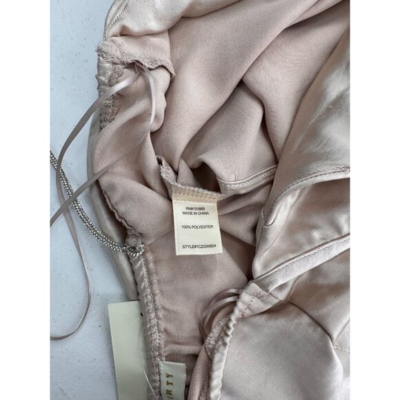 Thirty Thirty Blush Pink Satin Camisole Top Adjustable Metallic Strap Size L Y2K - Picture 5 of 7